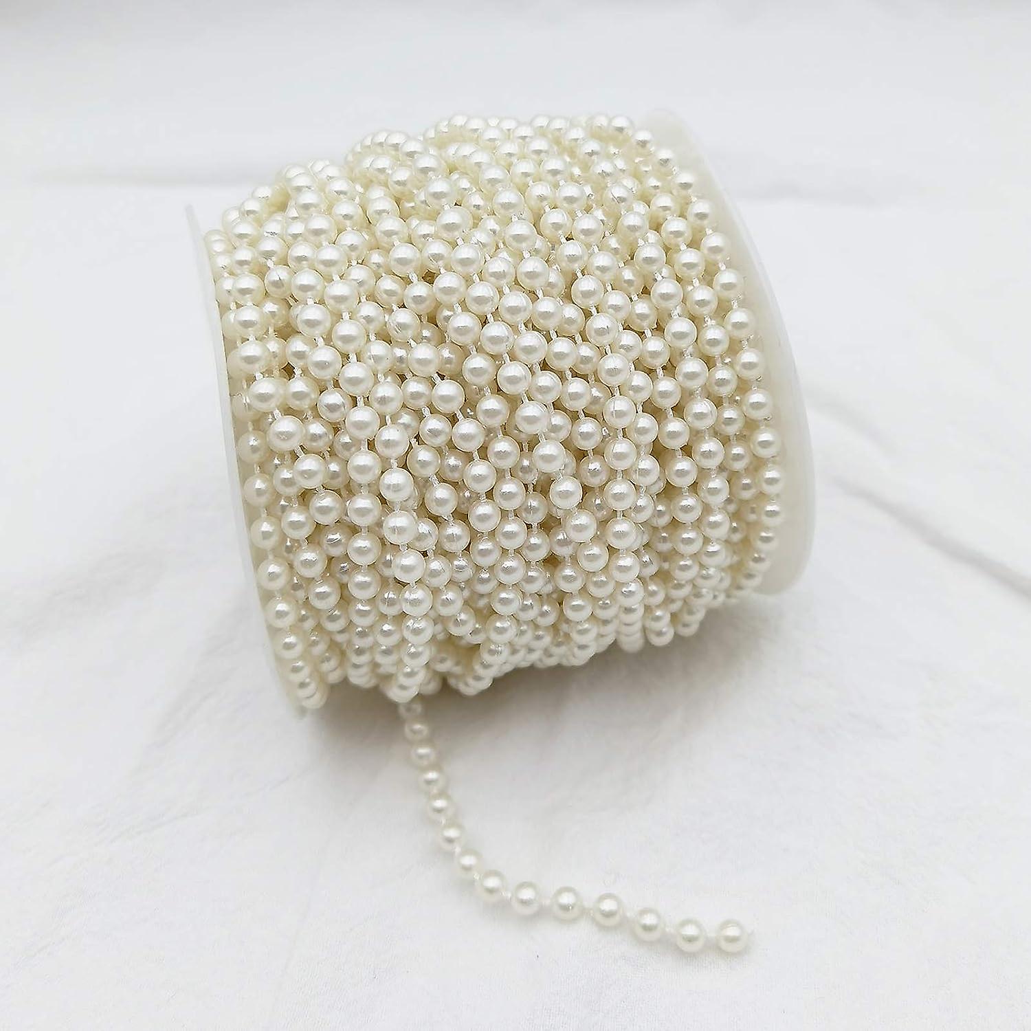 5mm Faux Pearl Beads Garland Pearl Bead Roll Strand For Wedding Party Decoration (ivory， 25m)