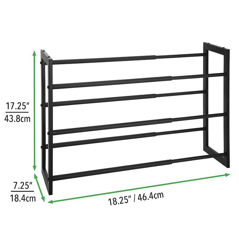 mDesign Metal 3 Tier Adjustable/Expandable Shoe and Boot Rack