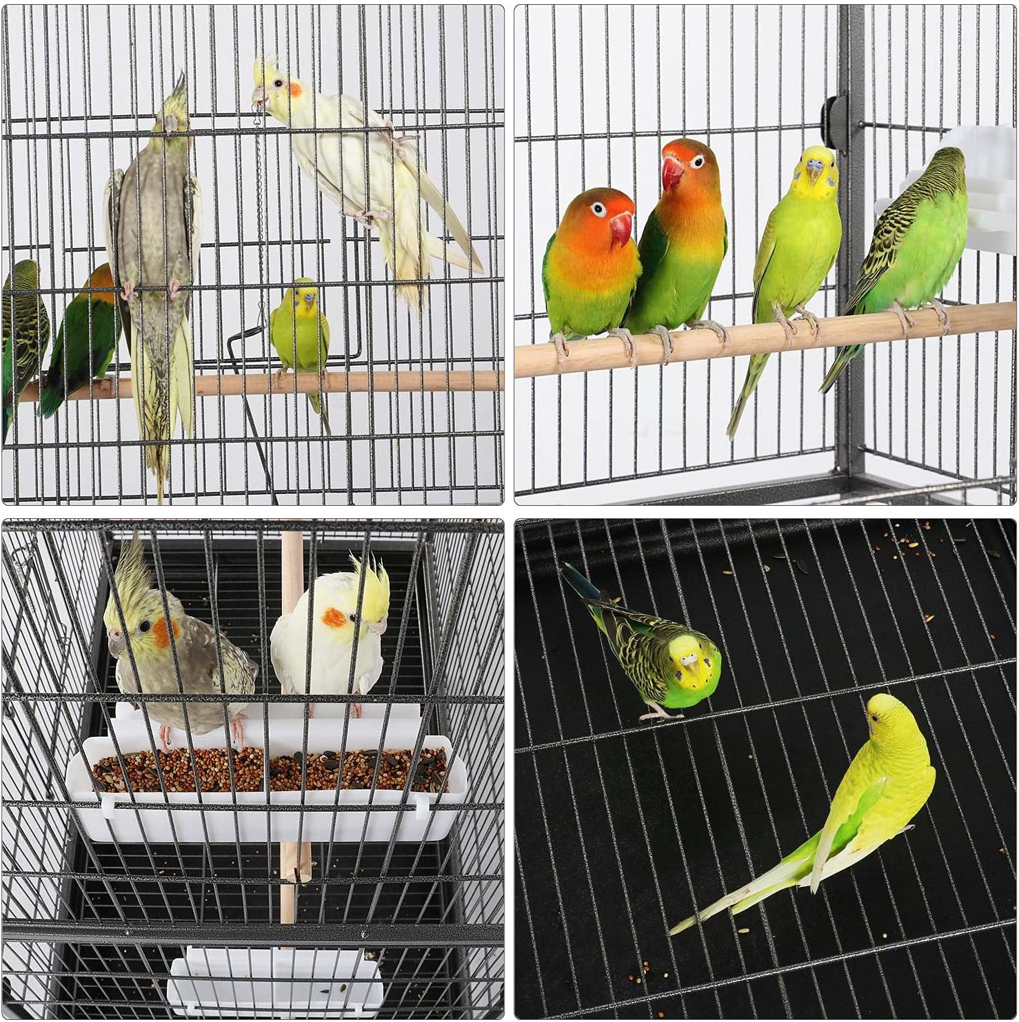 52-inch Wrought Iron Standing Large Flight King Bird Cage for Cockatiels African Grey Quaker Sun Parakeets Green Cheek Conures Pigeons Parrot irdcage with Stand