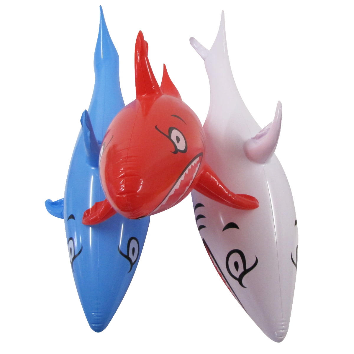 3pc 45" Inflatable Shark Swimming Pool Float Set Blow Up Water Toy Party Decor Floaties