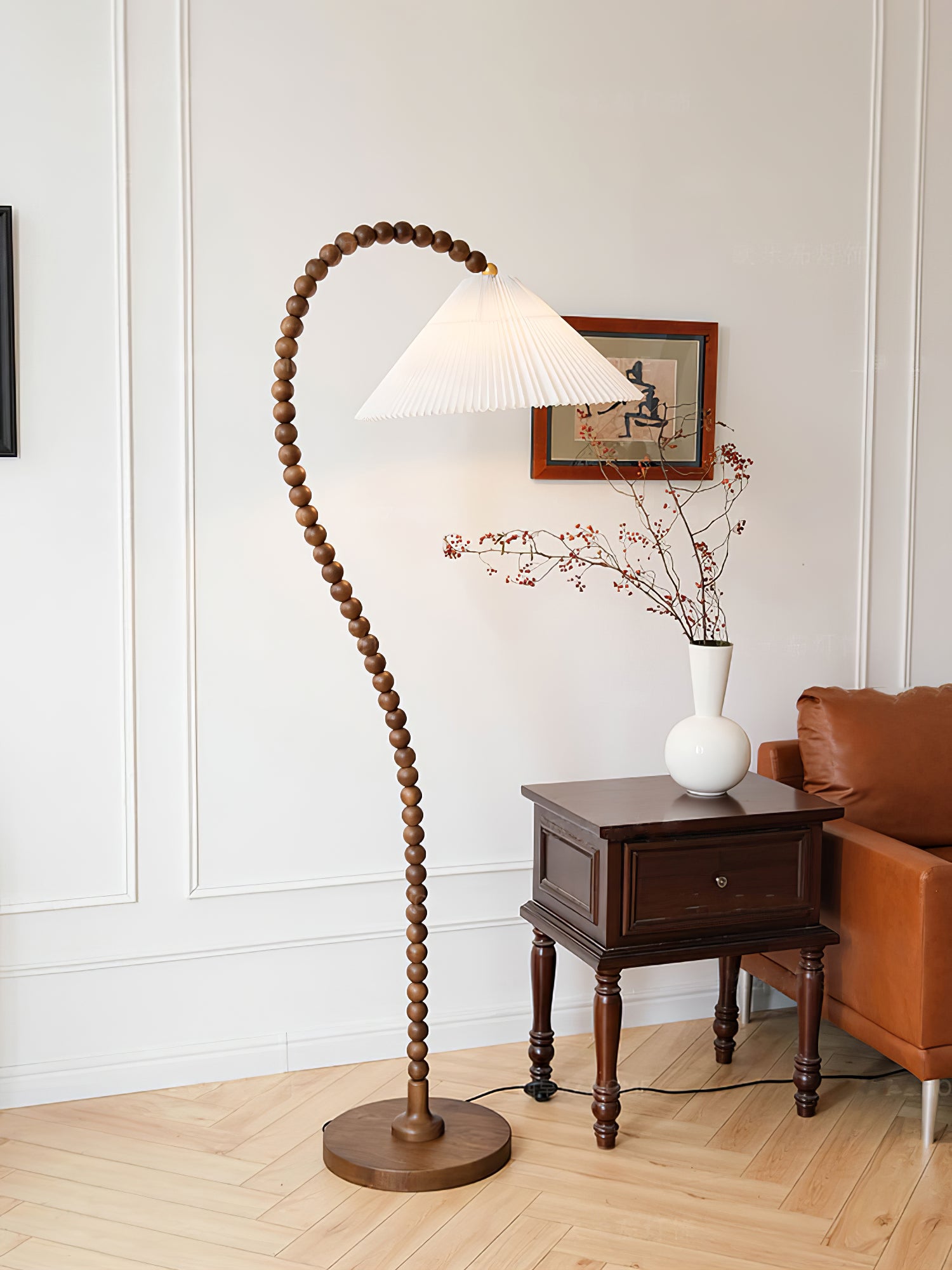 Wooden Bead Floor Lamp