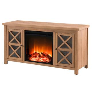 MeyerCross Colton 47.75 in. Golden Oak TV Stand with Log Fireplace Insert TV0689