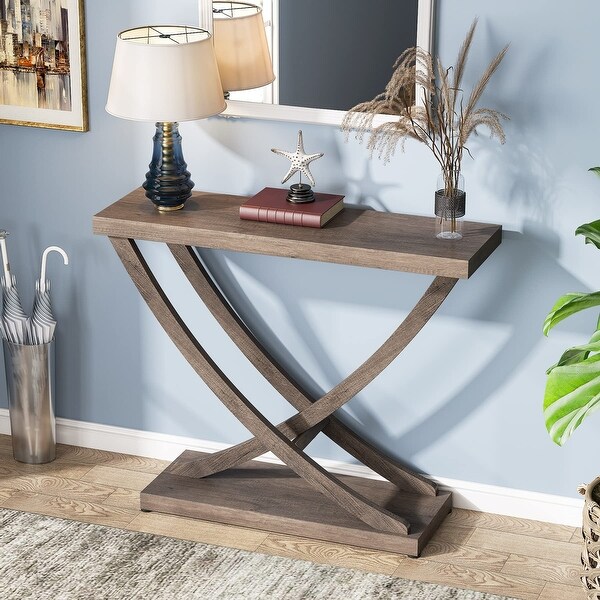 Farmhouse Gray Console Table for Entryway 35inch Wood Sofa Table for Living Room