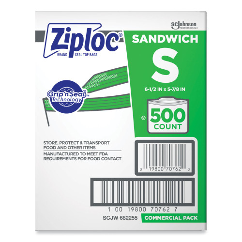 Ziploc Resealable Sandwich Bags， 1.2 mil， 6.5