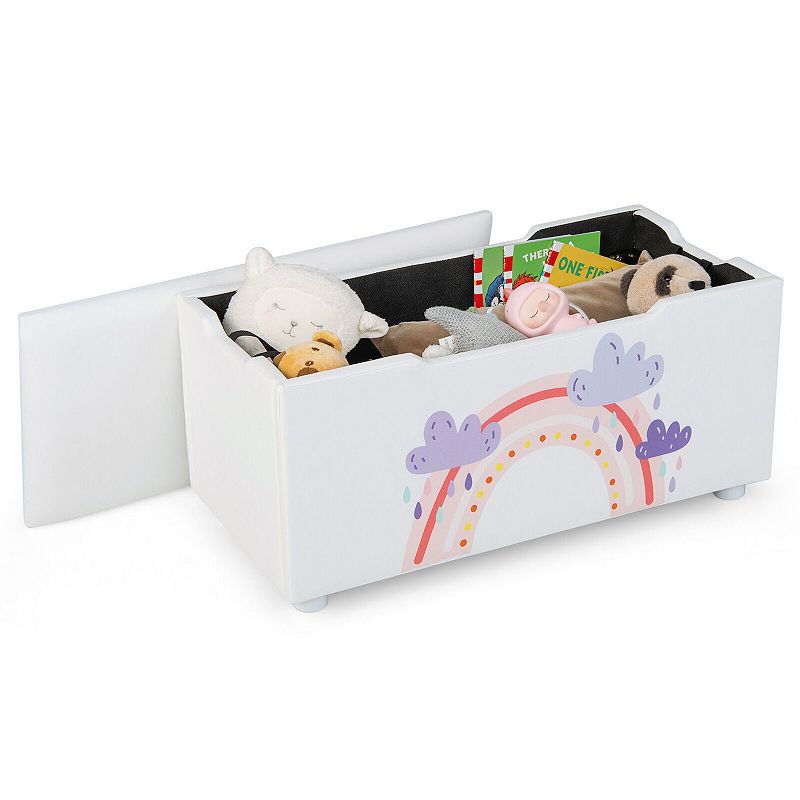 Kids Wooden Upholstered Toy Storage Box with Removable Lid