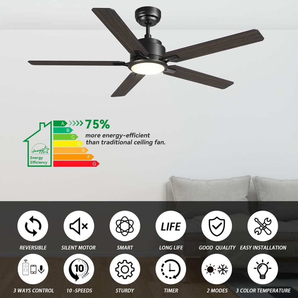 CARRO Essex 60 in Dimmable LED IndoorOutdoor Black Smart Ceiling Fan with Light and Remote Works with AlexaGoogle Home