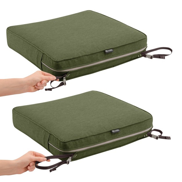 X 19 quot X 3 quot Montlake Water resistant Patio Seat Cushion Slip Cover Heather Fern Green Classic Accessories