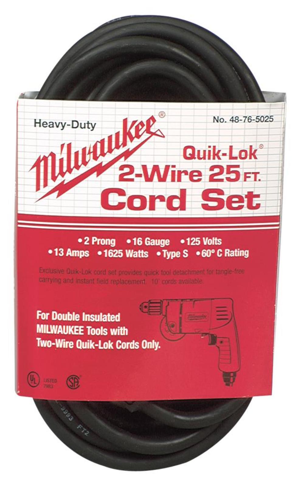 Milwaukee 25 ft. 2-Wire QUIK-LOK Cord 48-76-5025 from Milwaukee