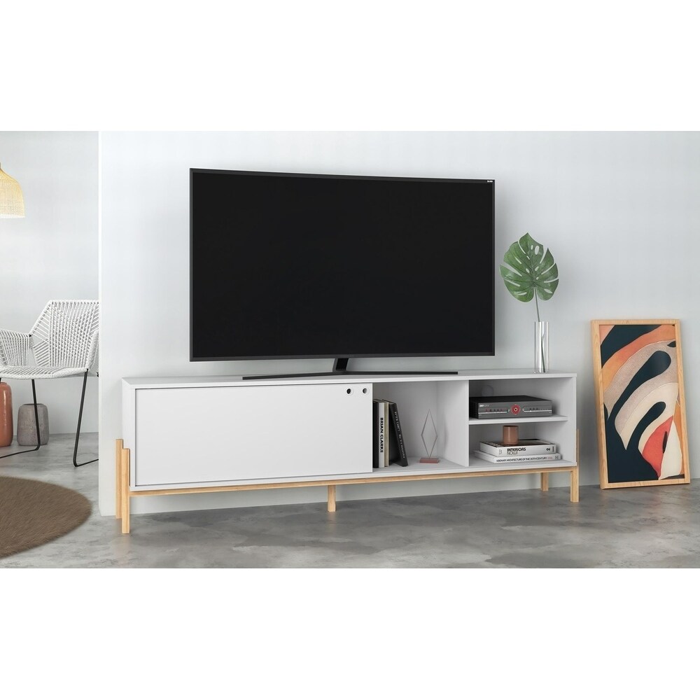 Bowery 72.83 TV Stand with 4 Shelves in Black and Oak