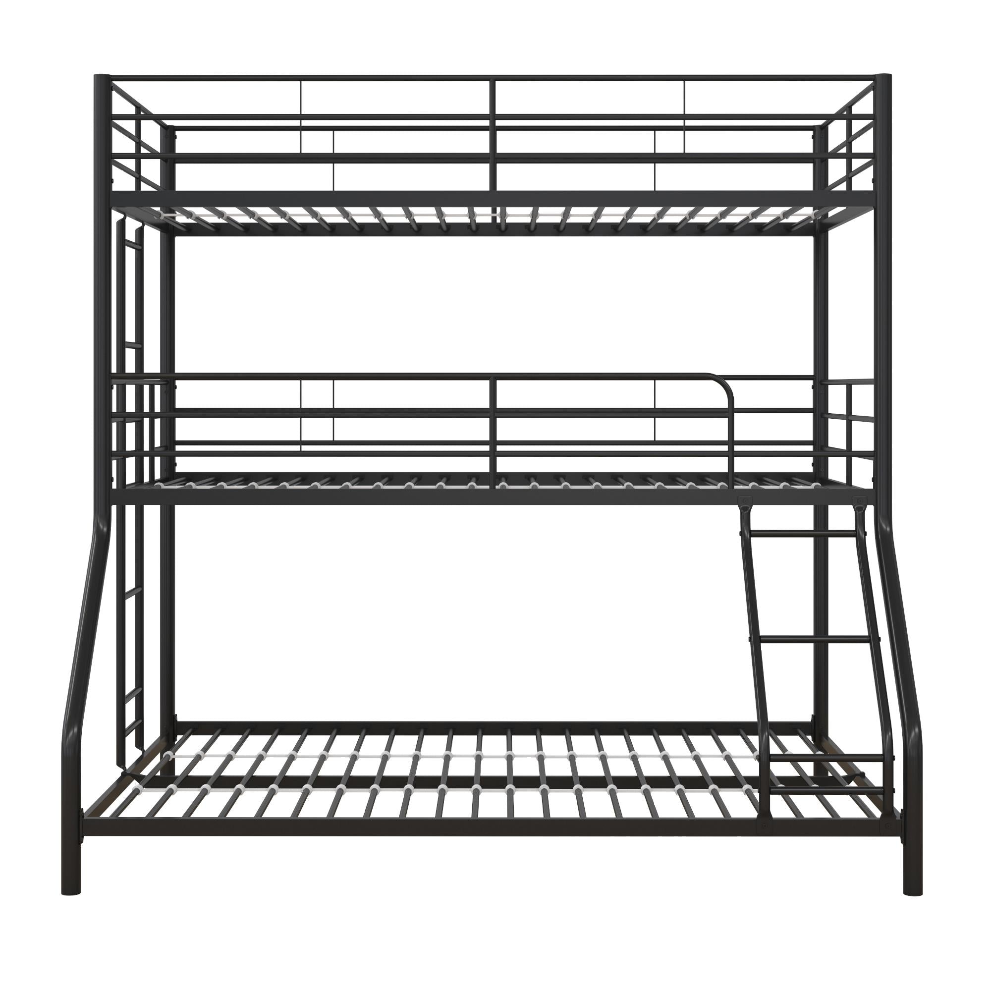 DHP Everleigh Triple Metal Bunk Bed, Twin/Twin/Full, Bed for Kids, Black