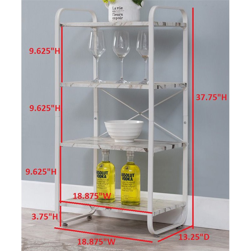 Pilaster Designs Liese 4-tier Transitional Metal Kitchen Bakers Rack in White