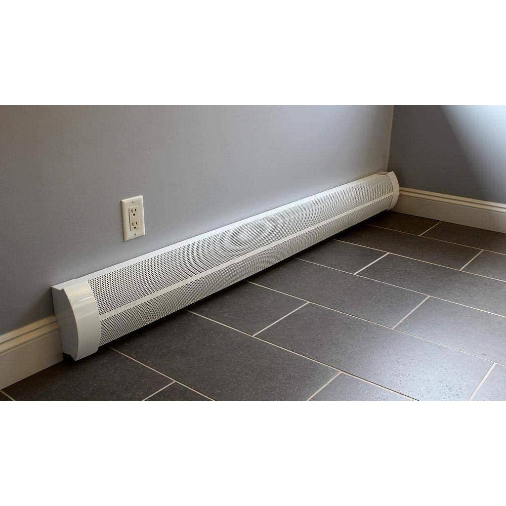 Baseboarders Elliptus Series 7 ft. Galvanized Steel Easy Slip-On Baseboard Heater Cover in White BA001-84-WHT