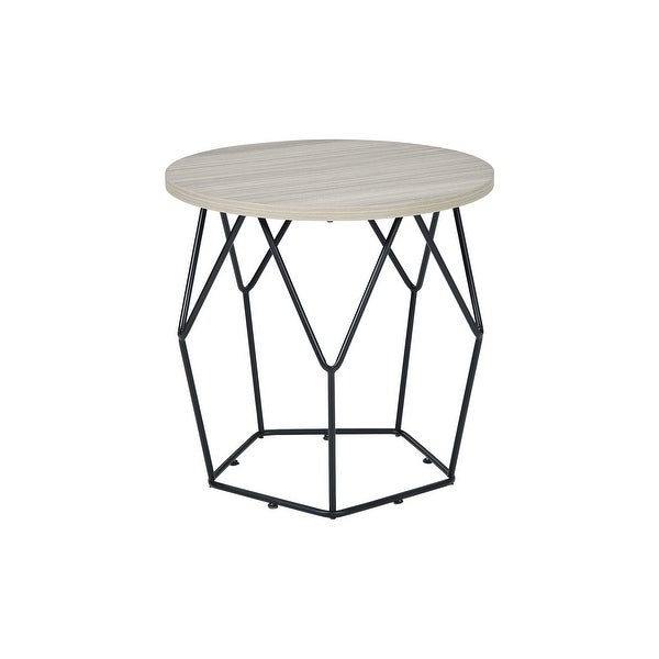 Waylowe Contemporary Light Brown/Black Round End Table - 24