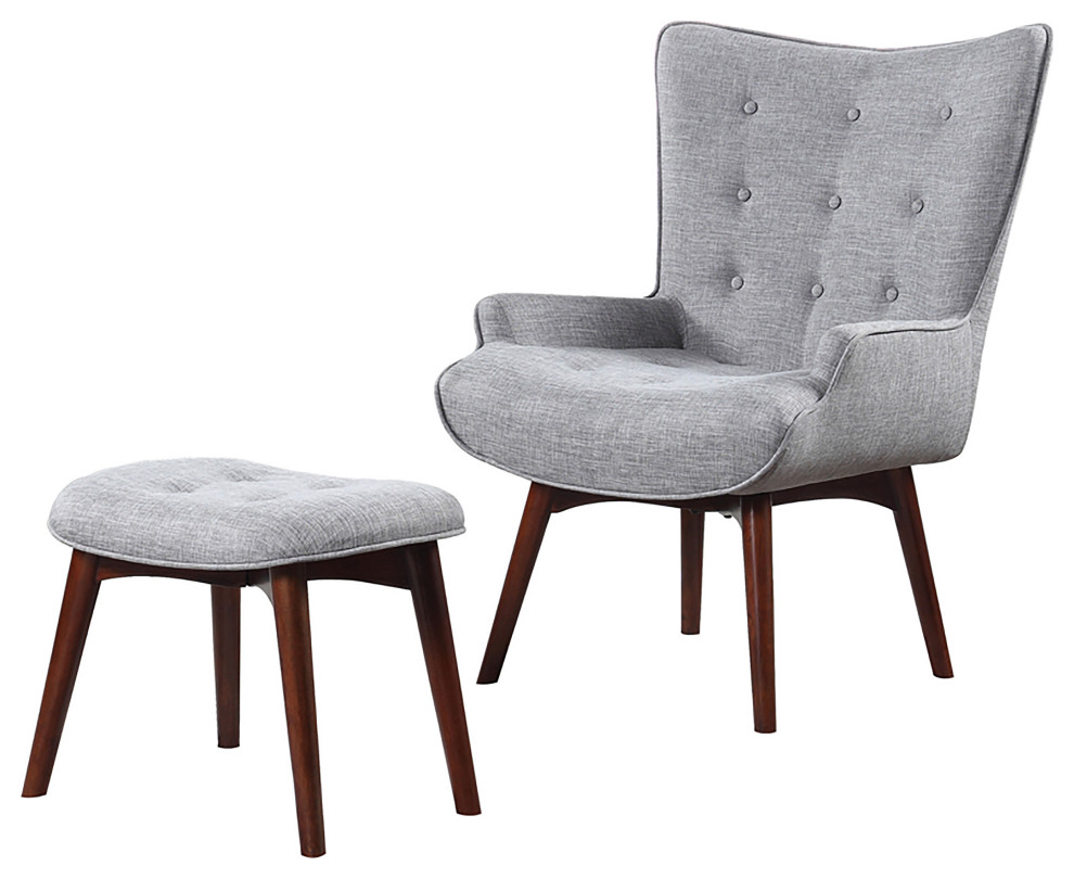 Willow Upholstered Accent Chair With Ottoman Grey and Brown   Modern   Armchairs And Accent Chairs   by Modon  Houzz