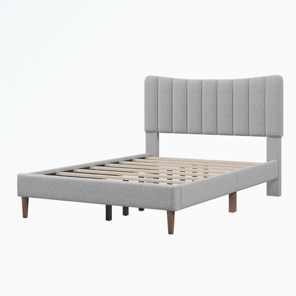 Full Platform Bed Frame with Vertical Channel Tufted Headboard