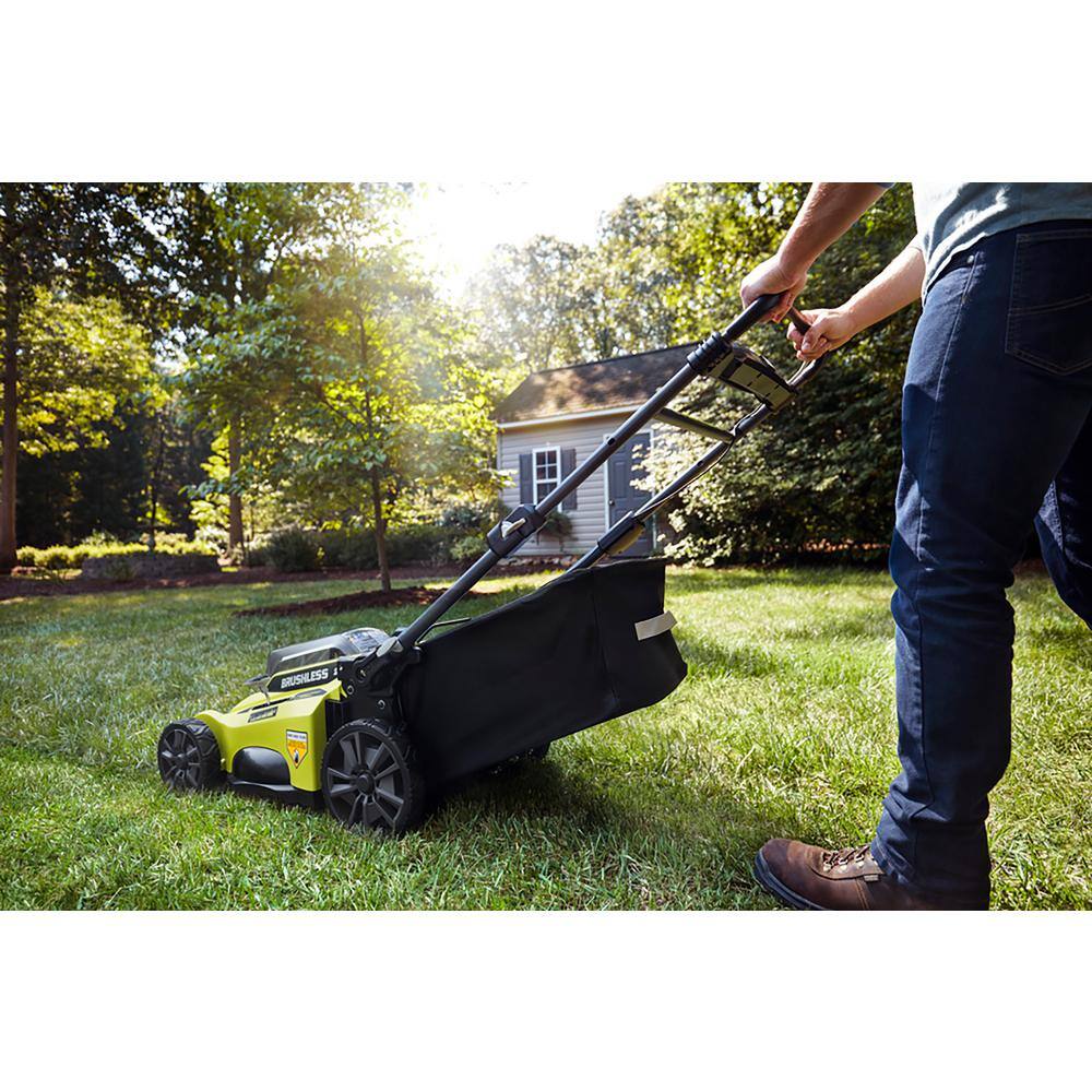 RYOBI 40V Brushless 20 in. Cordless Battery Walk Behind Push Lawn Mower with 6.0 Ah Battery and Charger RY401110