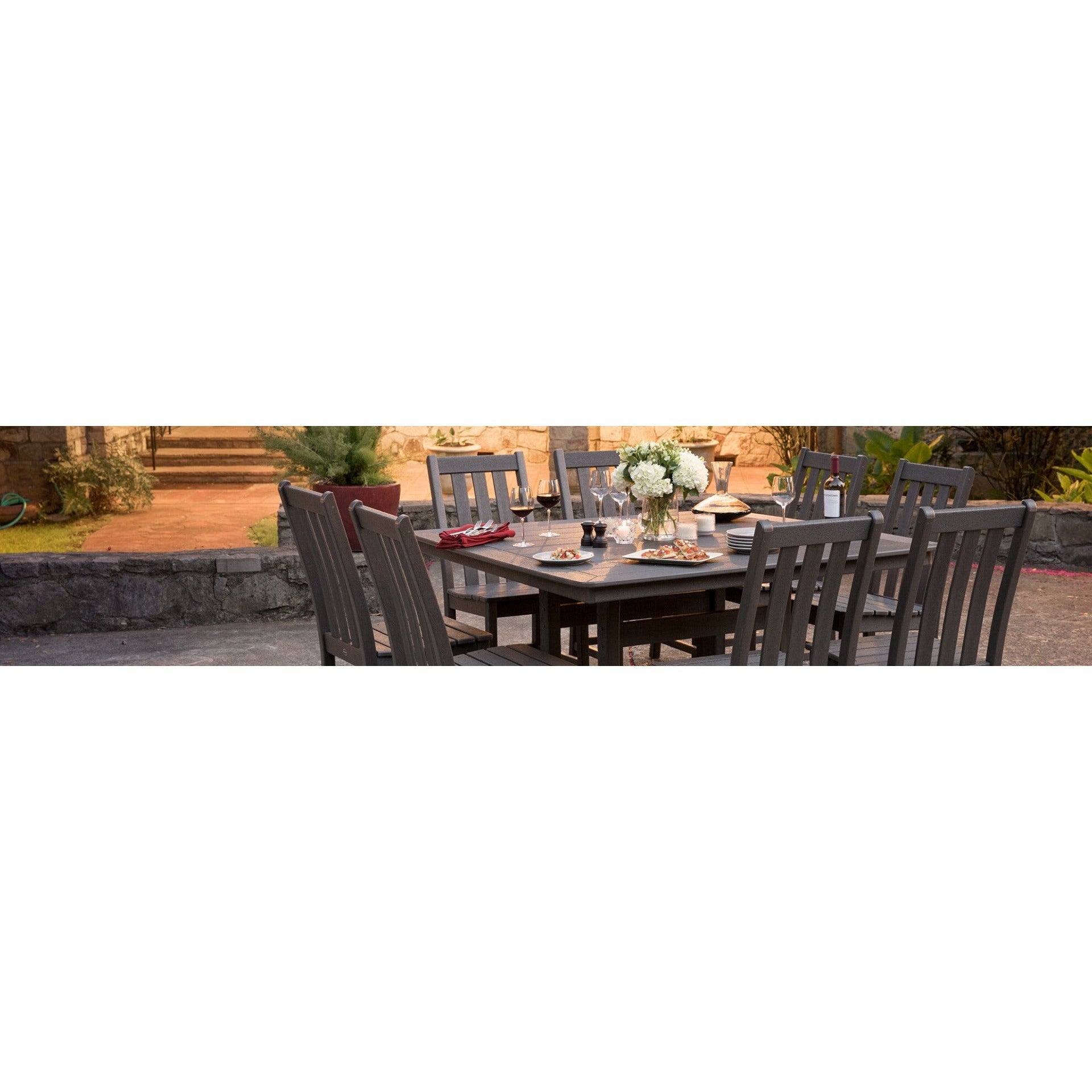 POLYWOOD Outdoor 59 Square Dining Tables -  Farmhouse or Nautical Trestle Style ,  Counter or Dining  Height Table