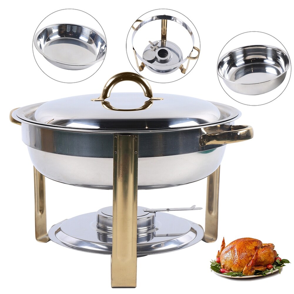 Stainless Steel Round Chafing Dish 4 Quart Serving Buffet Warmer