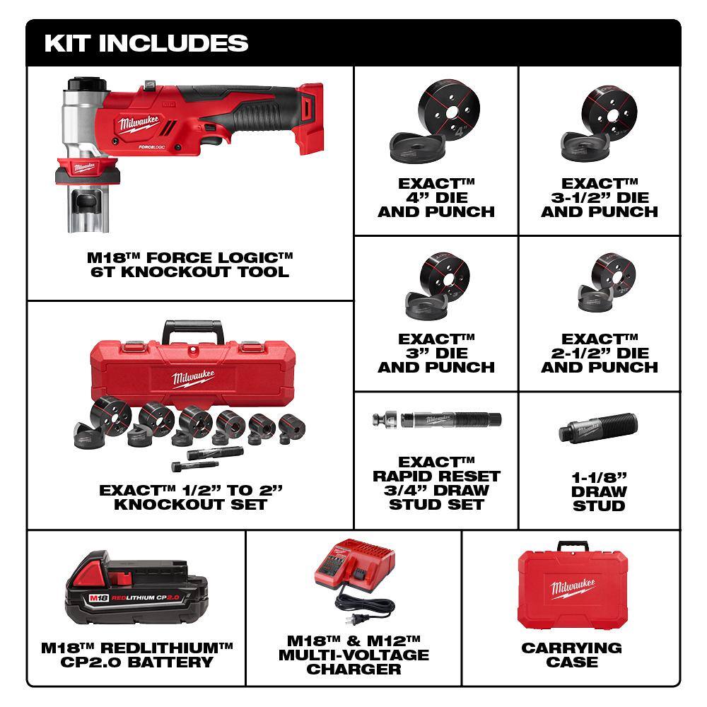 MW M18 18V Lithium-Ion 12 in. to 4 in. Force Logic 6 Ton Cordless Knockout Tool Kit with FUEL Bandsaw 2677-23-2829-20