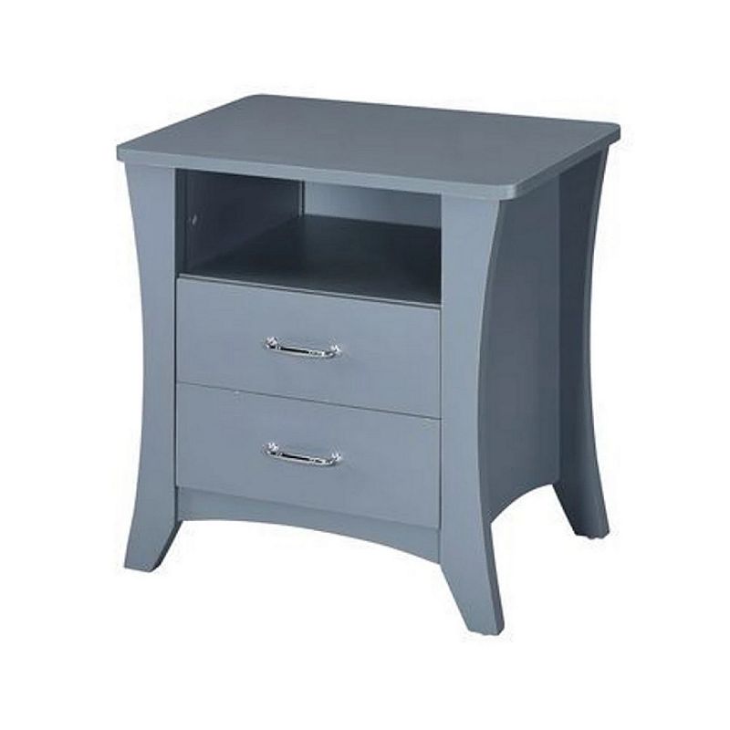 Accent Table with 2 Drawers and Open Compartment， Gray