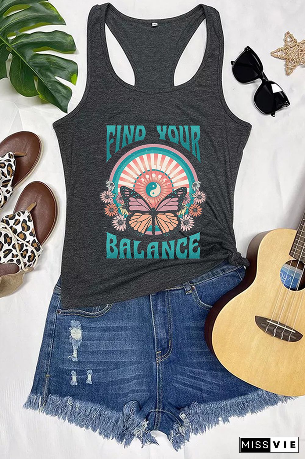 Find Your Balance,Butterfly Tank Top Wholesale