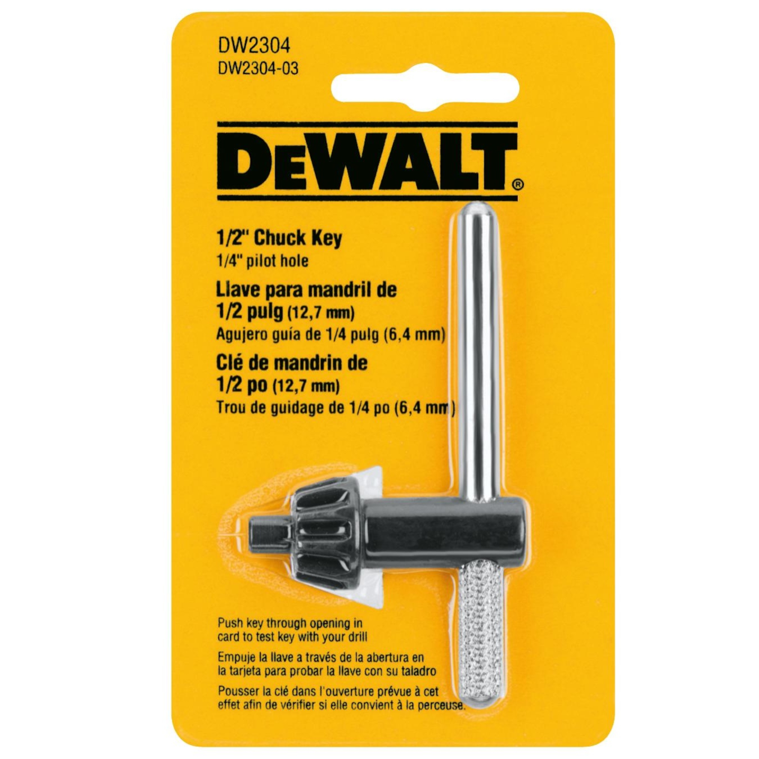 DW 1/2 in. X 1/4 in. Chuck Key T-Handle Steel 1 pc