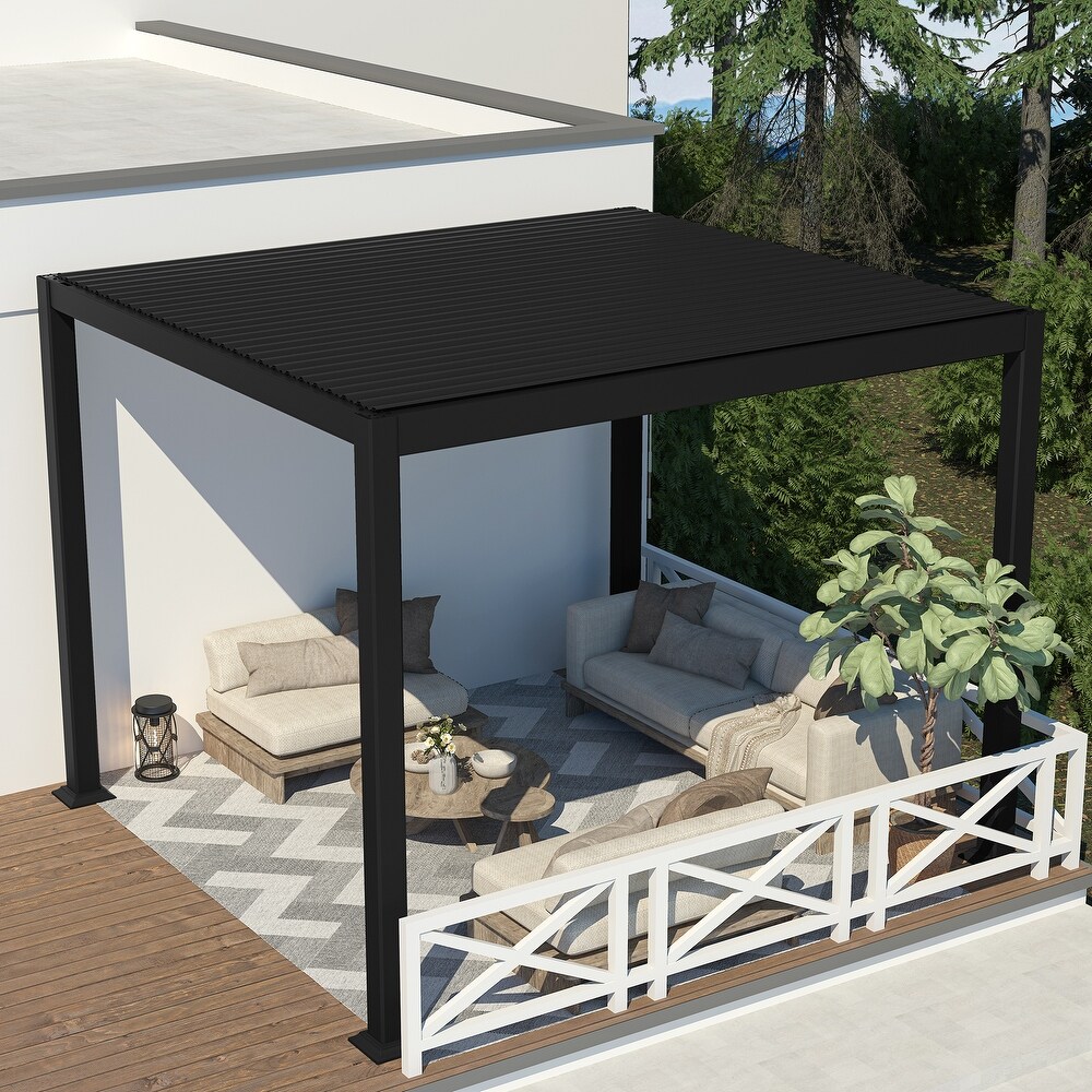 10 x 10 ft Outdoor Louvered Pergola in Aluminum with Adjustable Roof