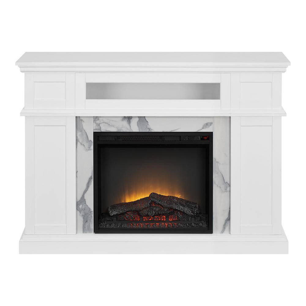 StyleWell Pinesbridge 53 in. Deluxe Decorative Electric Fireplace Storage Mantel in White SP6977