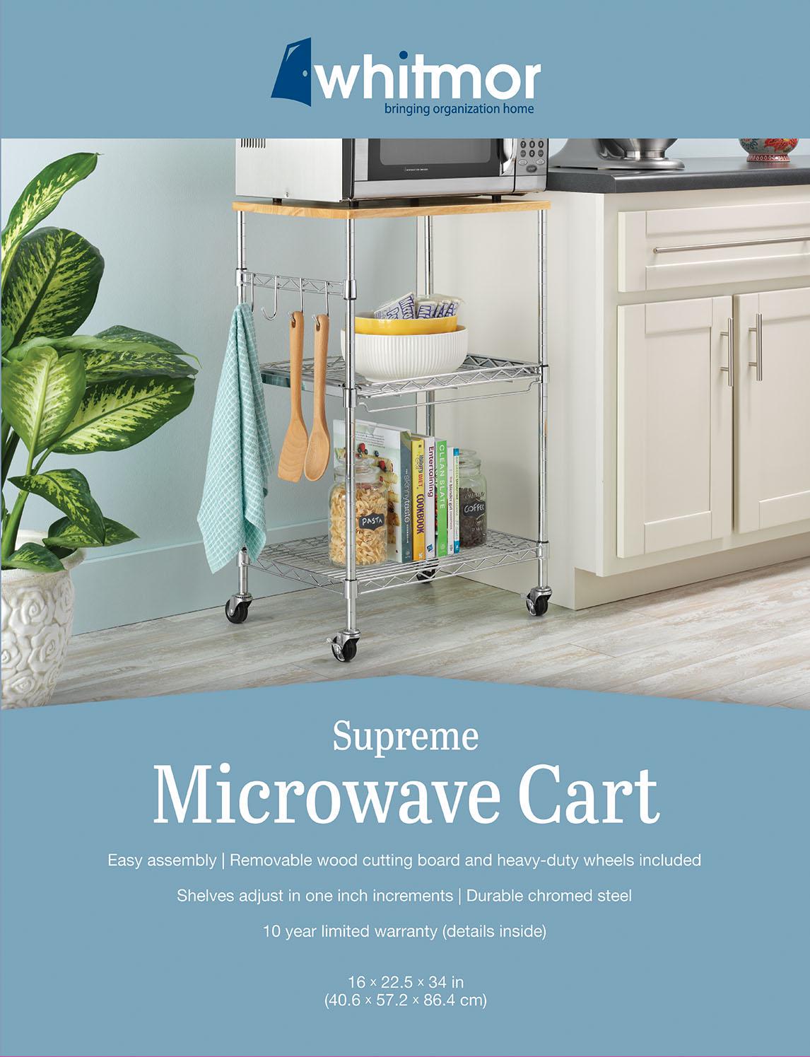 Whitmor  Kitchen Storage Microwave Cart 8211 Wood and Chrome  Crowdfused