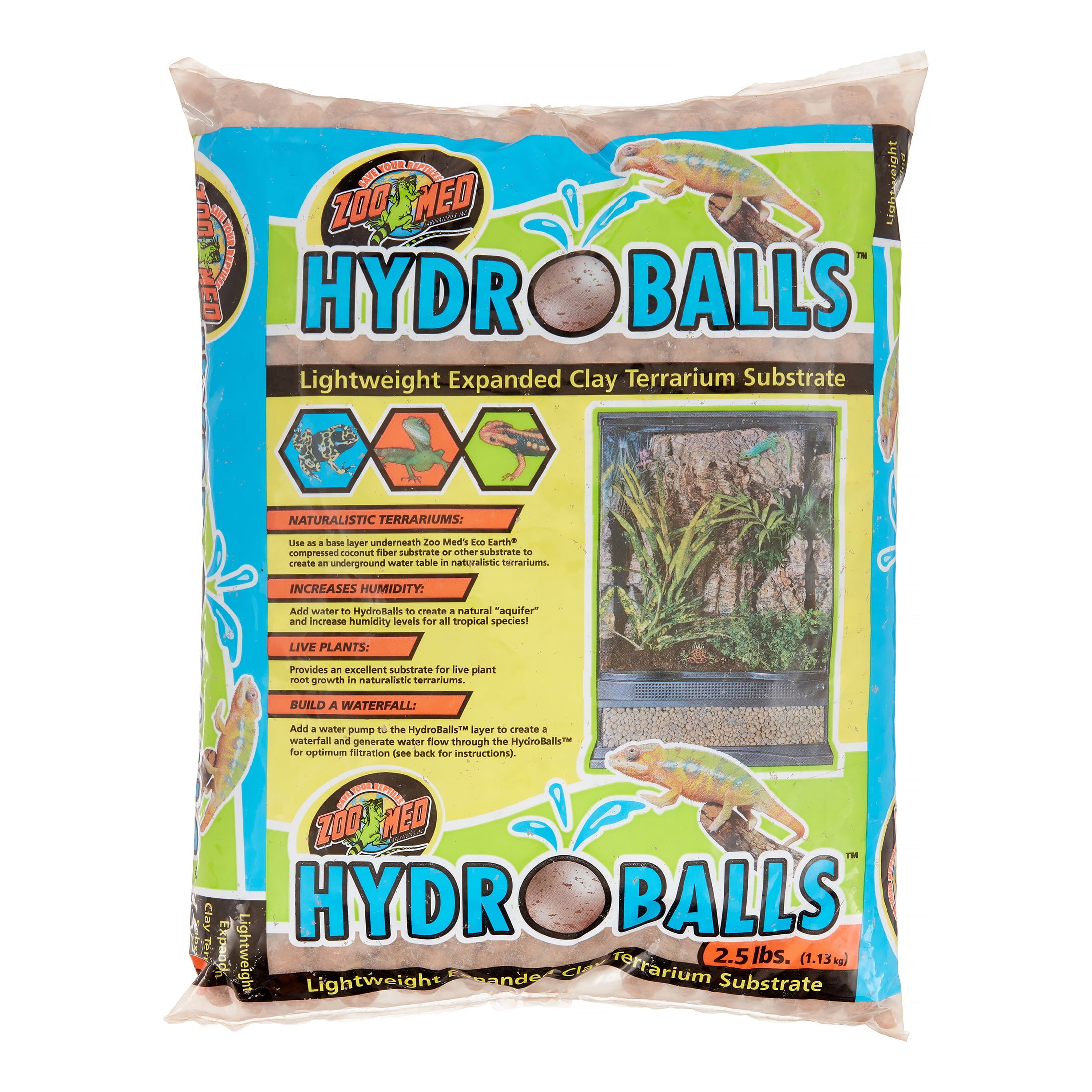 Zoo Med HydroBalls Expanded Clay Terrarium Substrate， 2.5 Lb