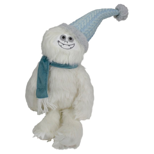 Northlight 22 inch Plush White And Blue Sitting Tabletop Yeti Christmas Figure