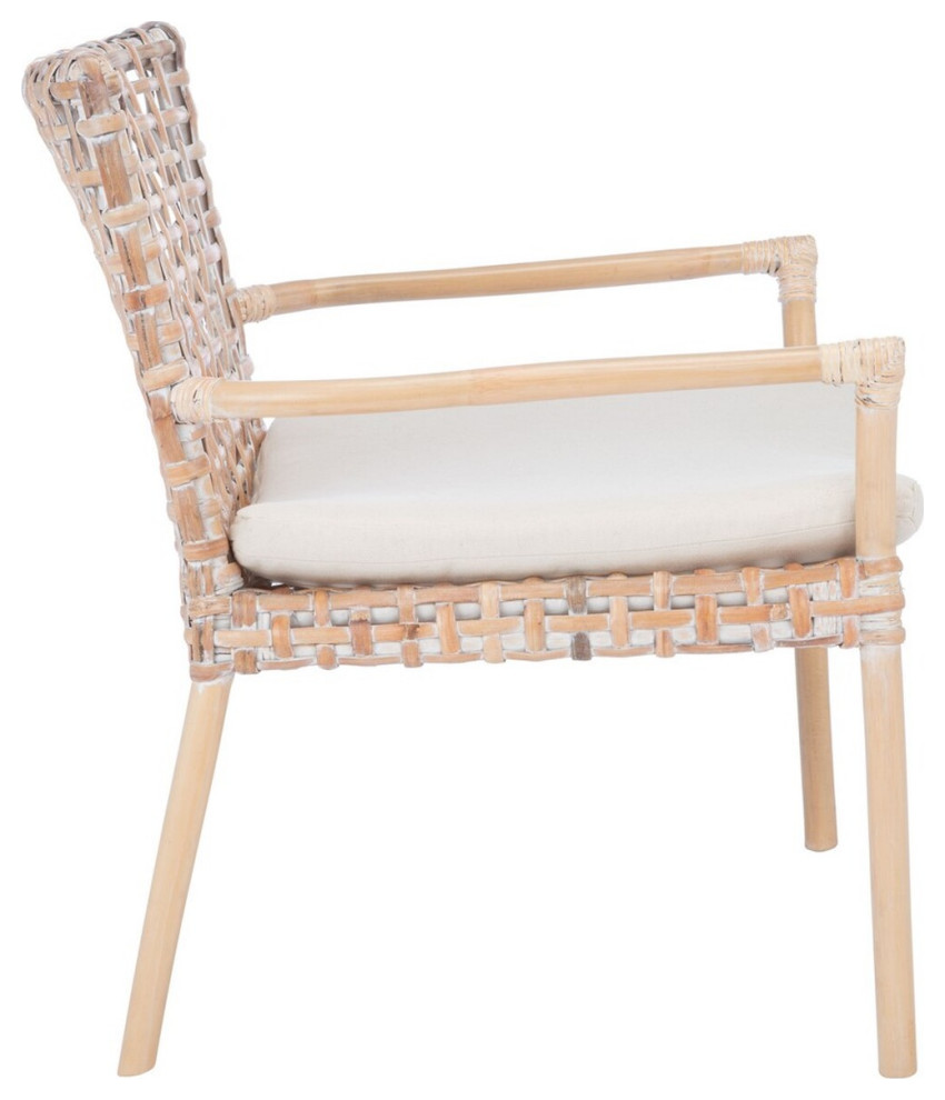 Lettie Rattan Accent Chair Natural White Wash/White   Modern   Armchairs And Accent Chairs   by Virgil Stanis Design  Houzz