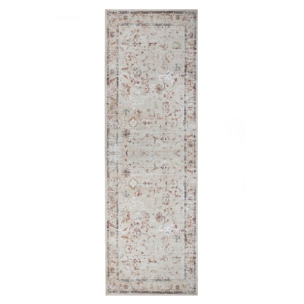 Floral Scroll Non slip Machine Washable Indoor Area Rug Or Runner By Blue Nile Mills