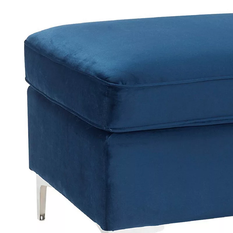 Ottoman with Removable Cushion Seat and Sleek Legs， Blue