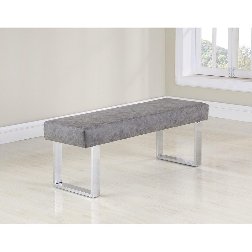 Somette Gene Dark Grey Dining Bench   17.71 x 48.03 x 18.9