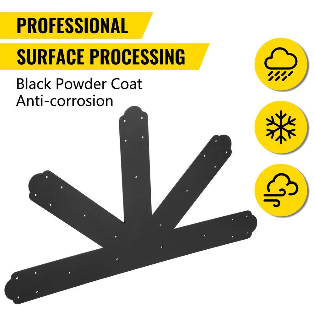 VEVOR Gable Plate Black Powder-Coated Truss Connector Plates 12:12 Pitch Gable Bracket 0.16 in. Steel Truss Nail Plates DZHWLJ1212RG1EVQ2V0