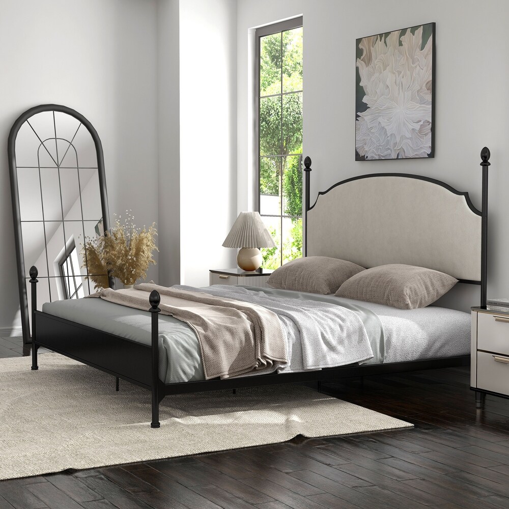 The Gray Barn Epona Modern Curved Metal Four Poster Bed