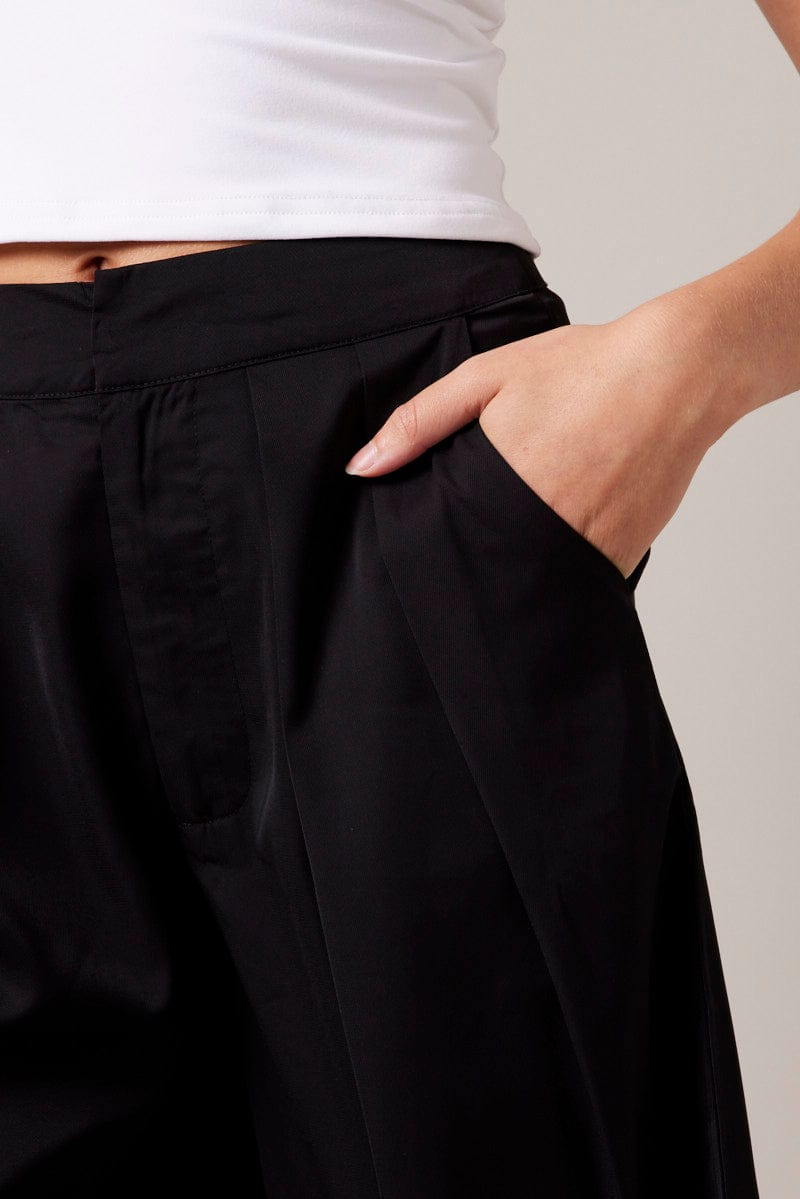 Black Wide Leg Pants High Rise