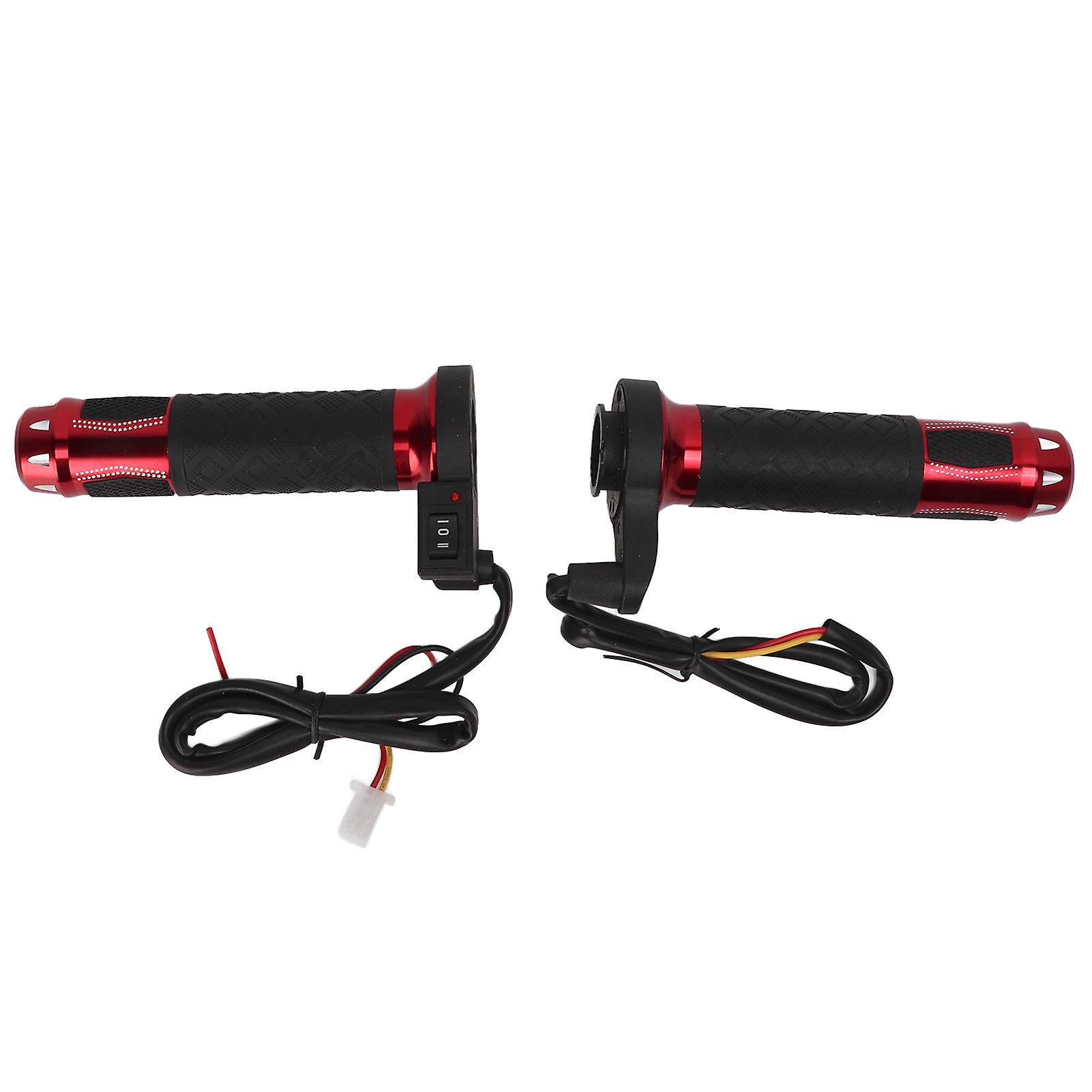 2pcs 22mm/0.87in Electric Heated Grips Aluminium Alloy Winter Hands Warmer For Motorcycle Bike Handlebar 12v14vred