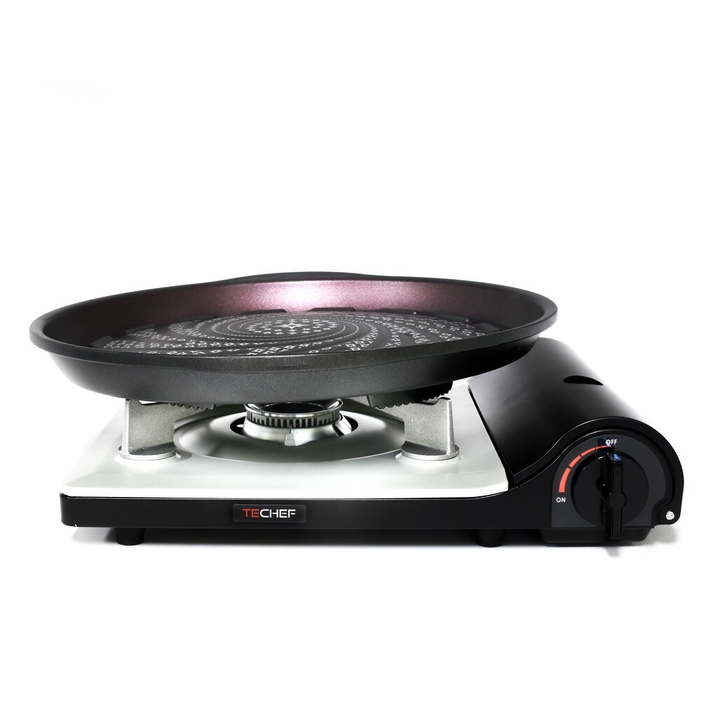 TECHEF Stovetop Korean BBQ Nonstick Grill Pan with Agni Portable Gas Stove Burner