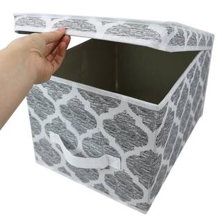 Home Basics 10 in. H x 15.75 in. W x 11.8 in. D Gray Fabric Cube Storage Bin HDC75248