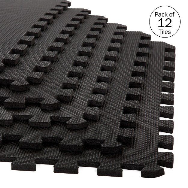 Stalwart 24 inch Eva Foam Tiles 12 pack Black