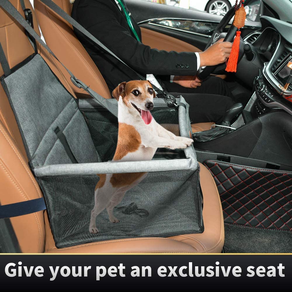 Car Booster Seat for Small Dogs Cats， Breathable Waterproof Seat Cover Carrier Bag with Safety Leash for Puppies Travel