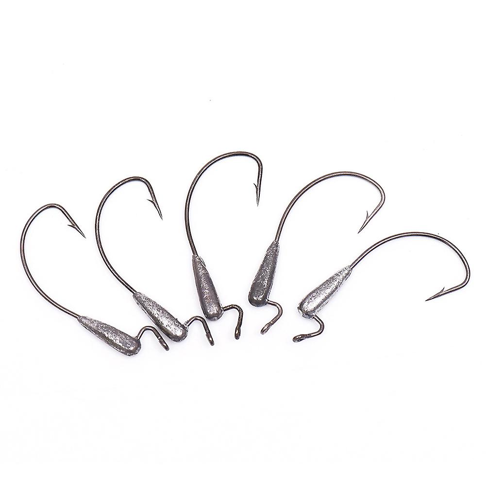 5pcs Durable Carbon Steel Crooked Fish Hook Lure Bait Fishing Tackle Accessory(black)