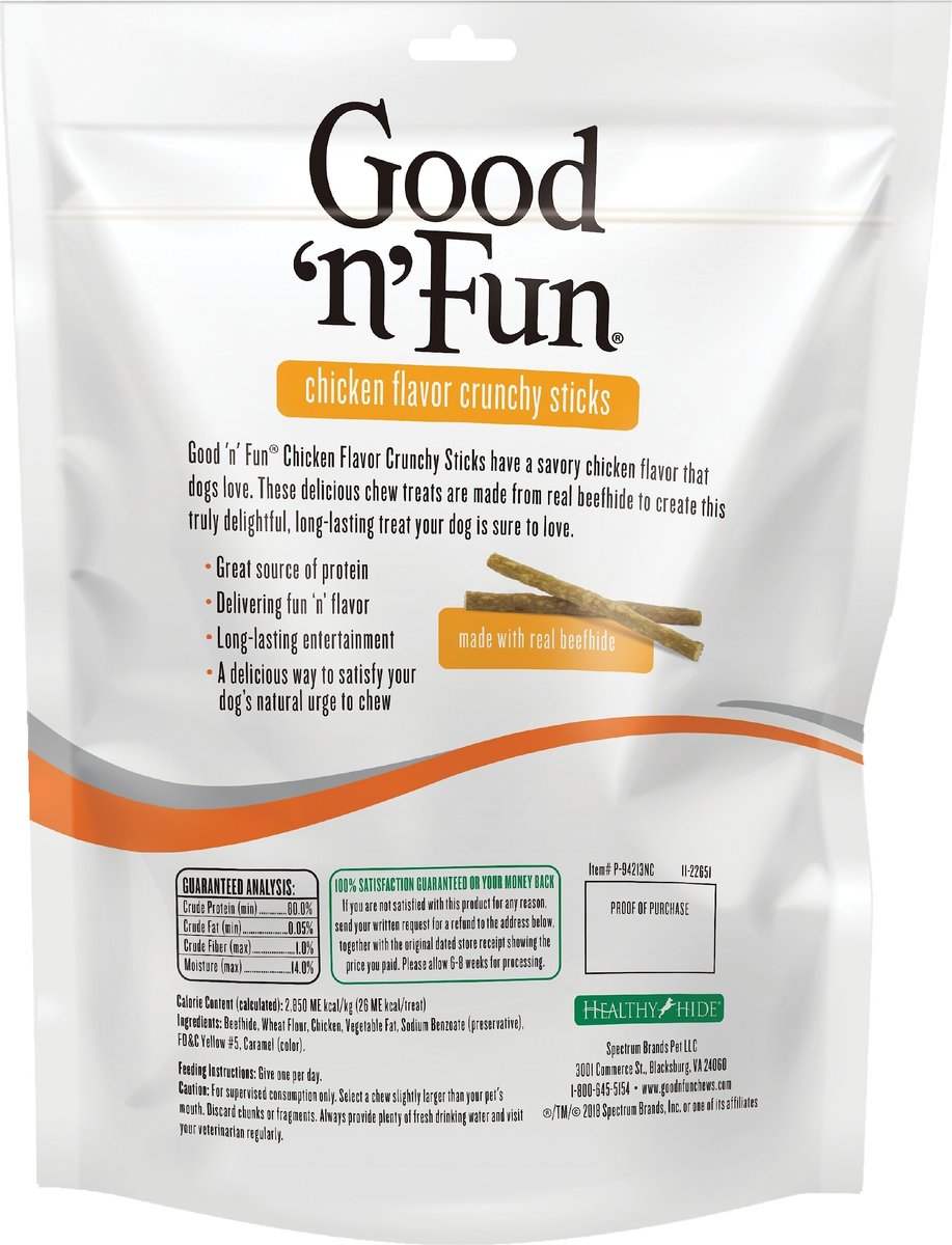 Good 'n' Fun Crunchy Sticks Chicken Dog Treats， 20 count