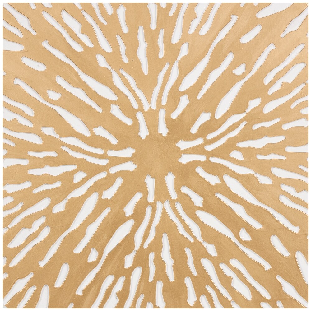Gold Wooden Abstract Carved Starburst Wall Decor with White Backing