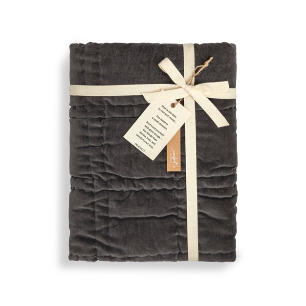 Demdaco Velvet Throw Blanket Charcoal