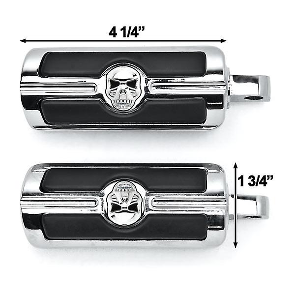 Skull Head Front or Rear Foot Peg Foot Rests Chrome Compatible with Harley-Davidson Sportser Male Peg Mount