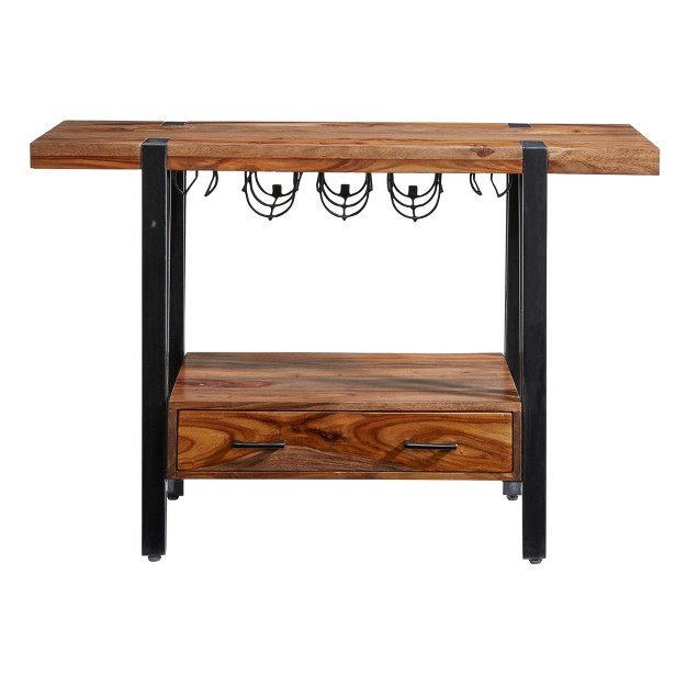 Secret Saloon 1 Drawer Wine Console Brown black Treasure Trove Accents