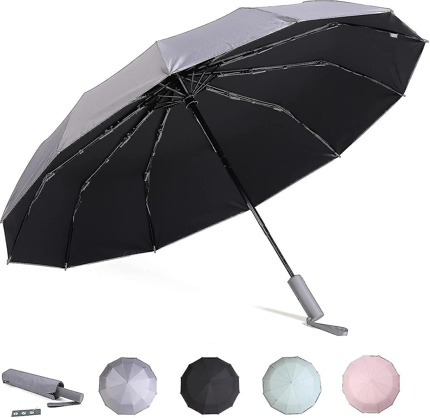 Liangnv Travel Folding Umbrellas For Rain Windproof Portable Sturdy Large Compact Umbrella With Nigh